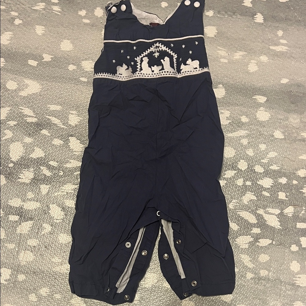 Lil Cactus Blue Nativity Scene Overalls